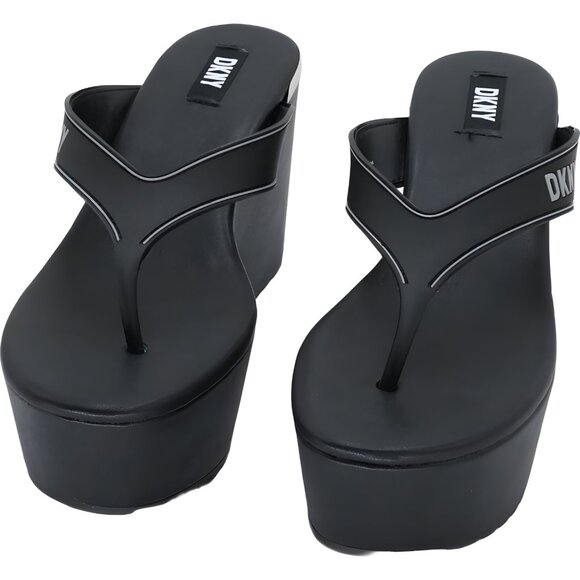 DKNY Trina Platform Wedge Thong Black Women's US 10 M - Picture 5 of 6